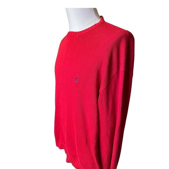 POLO RALPH LAUREN Men’s XXL 100% Cotton Heavy Knit Red Sweater - Picture 5 of 6